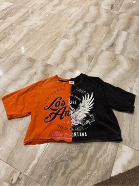 Castro Split Graphic Crop Tee